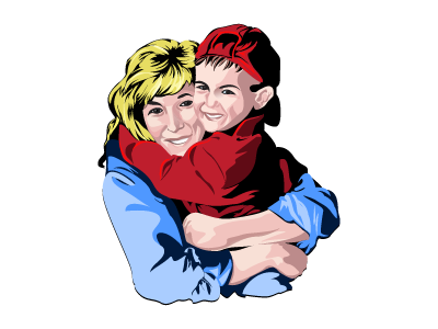 Mom and Son cartoon graphics illustration kids mom and son