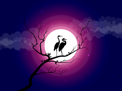 Moon Egret bird egret illustration moon