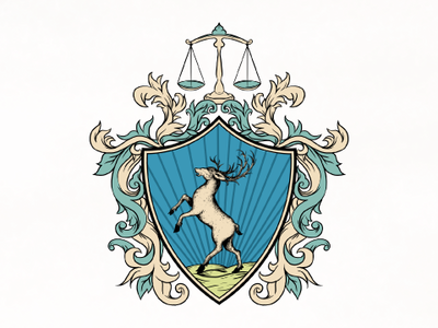 Attorney and Law company logo animals artwork branding coat coat of arms design icon illustration logo logo design stag stage design typography vector