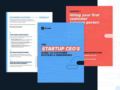 Ebook: Startup CEO's Guide to CS & onboarding | Arrows.to book design business book design ebook editorial design editorial illustration freebie guides handbook illustration layout lead magnet lineart marketing marketing design page layout pattern print design saas typography