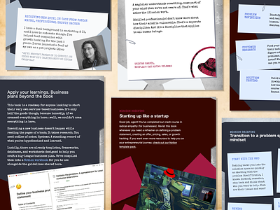 DIY Startup School for Solopreneurs | Selected ebook pages book design carmen sandiego dossier ebook editorial design free guide freebie guides handbook lead magnet marketing maximalism notes notion page layout playful print design spy ultimate guide workbook