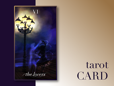 Lovers Tarot Card — Weekly Warm Up #11 autodesk sketchbook challenge design digitalart dribbbleweeklywarmup illustration lovers print design tarot tarot card typography watercolor weekly challenge weekly warm up