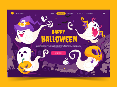 Halloween Ghost Collection art blue branding cute design element flat ghost halloween illustration landing logo page scary ui ux vector