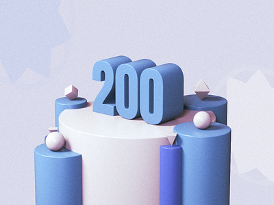 Two Hundred 200 3d 3d art blue c4d cinema4d design illustration primitivegeometry render