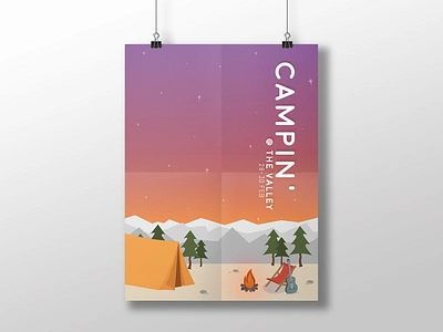 Camp Poster campsite illustration poster