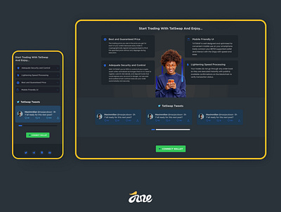 Tatswap Responsive web design (Dark mode) binance block chain dark mode decentralized exchange dex modern interface resposnive design ui web design