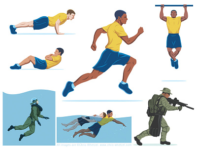 Men's Health Navy Figures for Animated Video action digital figure fitness illustration military motion people vector