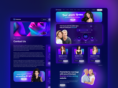 Website design for marriage search by zodiac sign adaptive app black blue bright dark theme dating design gradient love site test ui ux web website woman zodiac