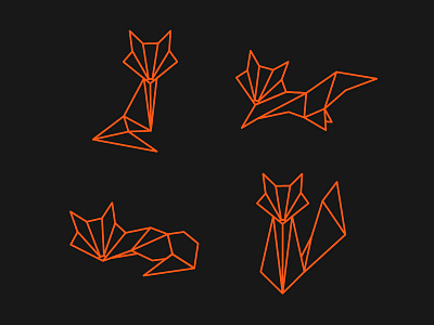 Fox Icons black foxes geometric icons of orange