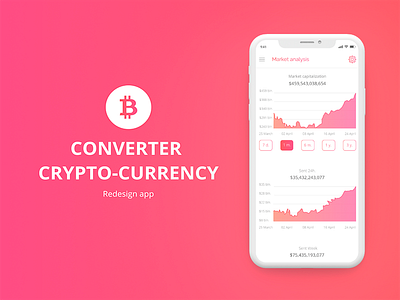 CRYPTO-CURRENCY App Redesign app converter crypto crypto currency design gradient iu mobile red redesign web