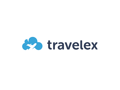 Travelex Logo blue cloud expert flat glyph logo plane tourism travel