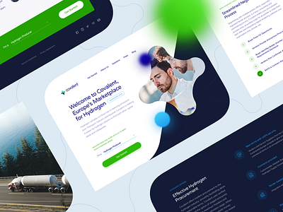 Covalent Homepage blue blue and white chemistry clean clean ui eco green homepage hydrogen landing landing page marketplace minimal modern molecule water