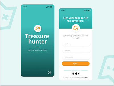 Treasure hunter - mobile app branding creative design figma graphic design illustration landing logo ui webdesign
