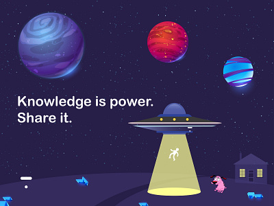 The Thinkific “Knowledge is power. Share it.” branding design graphics illustration space thinkfic challenge