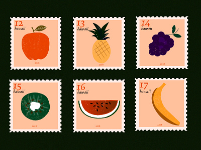 Fruit Stamps food fruits illustration logo nature stamps vegetables