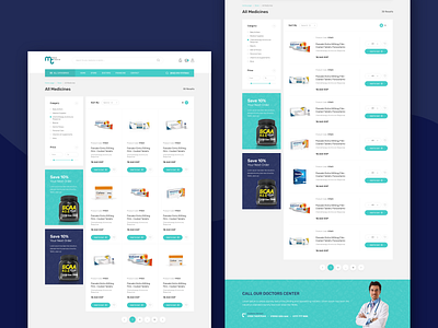 Products Listing ecommerce fliters grid view list view listing medical medicine ui ux website