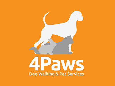4Paws Logo Design cat dog walker dogs pets rabbit