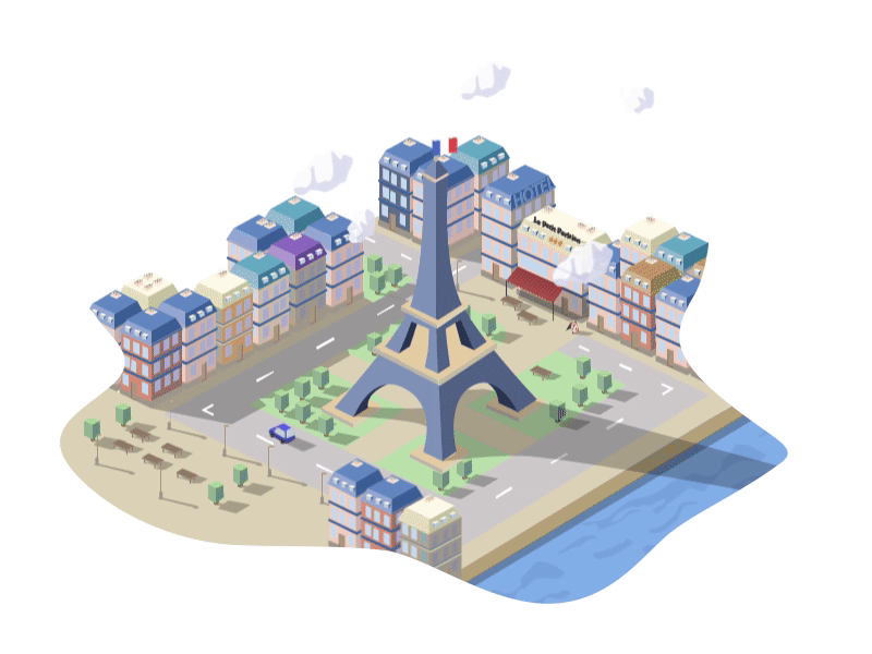 Paris affter effects animation eiffel tower france isometric paris