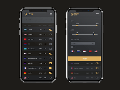 Daily UI 22 - Search chess filter gold leaderboard ranking search search bar