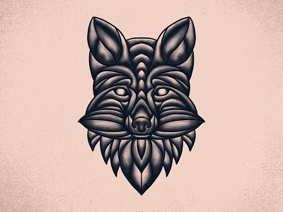 Fox animal branding branding illustration fox gig head illustration merch old school stippling texture vintage