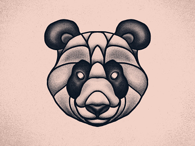 Panda animal ears eyes head illustration merch panda sticker stippling tattoo texture vintage