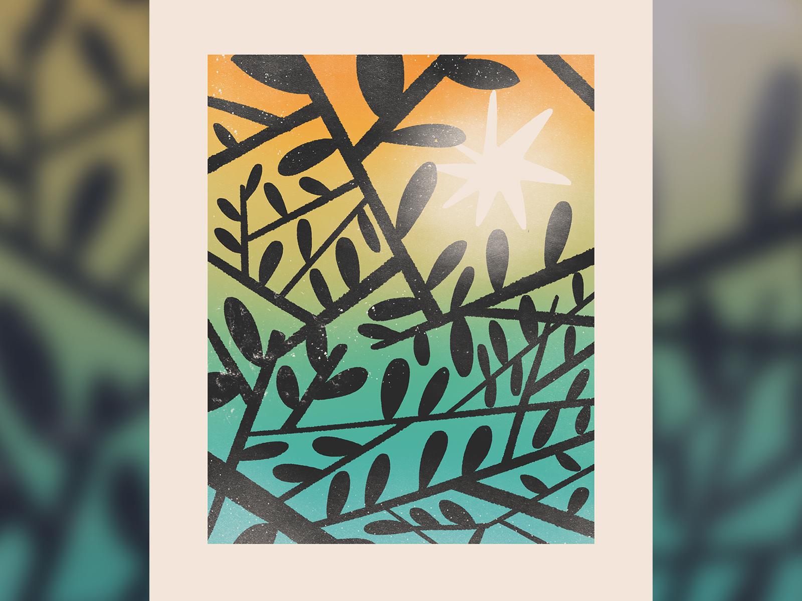 Shadow play chill flower good vibe gradient illustration jasmin morning plant plants poster shadow sun sunrise texture tree window