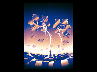 Crying Lightning abstract arctic monkeys chess cry crying eye gig gig poster grit illustration indie king lightning poster puzzle rock surreal texture