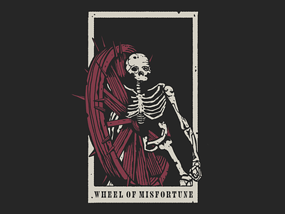 Wheel of Misfortune card dark dark souls illustration misfortune screenprinting skeleton skull souls tarot texture vintage wheel