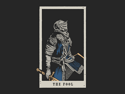 The Chosen Fool armor card chosen dark dark souls illustration knight print screen screenprinting souls sword tarot texture undead vintage