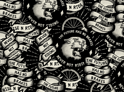 Sticker Madness apparel bicycle bike grit illustration old school panther ribbon riding rough sticker street streetwear texture tshirt vintage