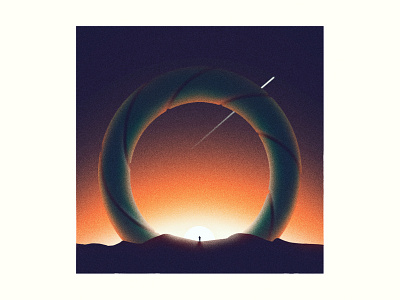 Outer space 36days 36daysoftype 36daysoftype08 abstract editorial gradient grit illustration journey moon planets shooting star snake space star sunset surreal texture vintage