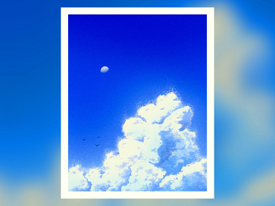 Fading Summer chill cloud editorial illustration fading moon noise peace peaceful poster puffy cloud sky summer summertime texture vibes