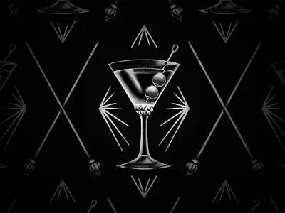 Dark Martini alcohol blackwork branding gin glass grit illustration martini old school packaging retro stippling tattoo texture victorian vintage