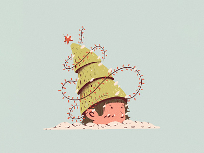 Merry Christmas - Tree Boy boy character christmas color editorial illustration feelings joyful merry merry christmas noise pencil stars texture tree xmas