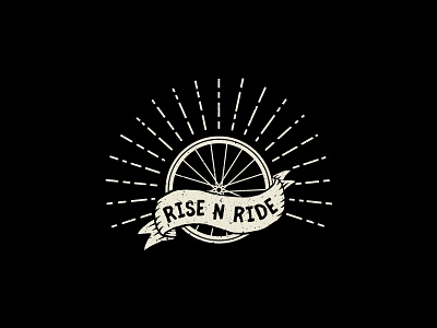 Rise & Ride badge branding branding illustration cycling icon illustration never not riding nnr retro ribbon ride sticker tattoo texture vintage