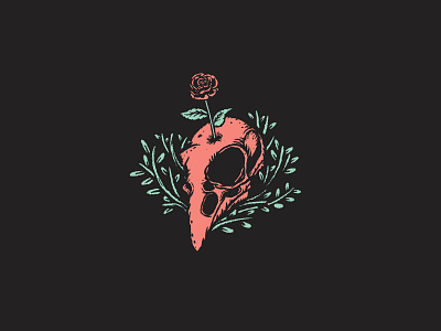 Healing - Inktober 2019 Day #29 apparel branding branding illustration crow gig identity illustration ink inktober inktober2019 lifestyle merch old school rose skull sticker texture vintage