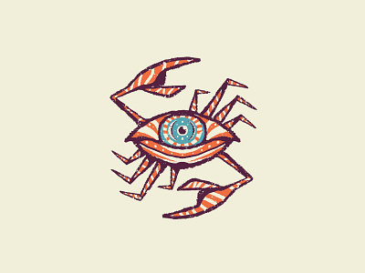 Eye-crab branding branding illustration cancer crab eye illustration retro sign sticker texture vintage