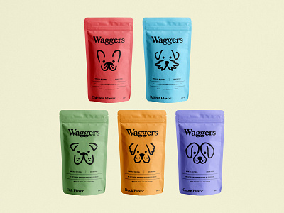 Waggers Packaging brand branding clean design dog dog food dog treats graphic design identity illustration texture textured illustration vector