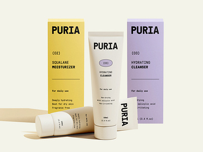 Puria Packaging brand brand identity branding graphic design identity logo skin care skin care brand identity skin care branding skin care identity skin care products