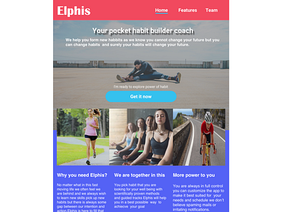 Elphis Habbit Builder App - Landing Page app concept creatives landing page sketch app ui uidesign ux web webdesign website