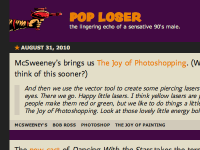 Pop Loser Header blog peachy keen tumblr typekit veer