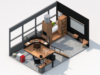 My Office 3d c4d cinema 4d isometric