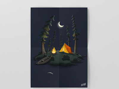 Island Camping illustration poster poster design