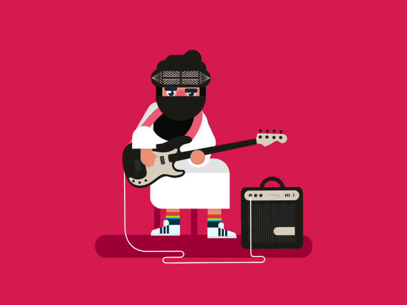Desert Man adidas animation art clean design flat gif guitar illustration illustrator motion red