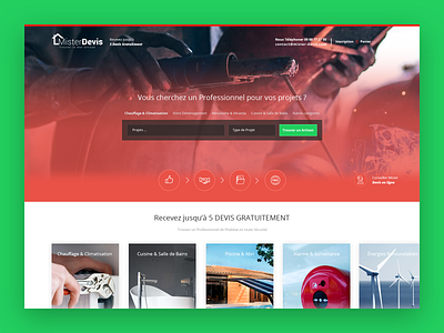 MisterDevis clean color concept creative design flat minimal red simple ui web website