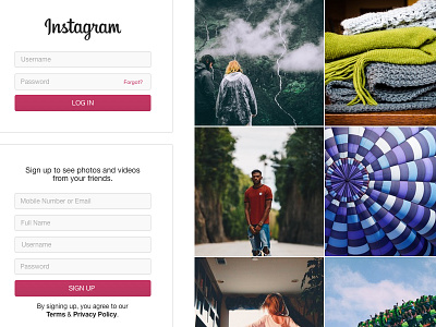 Instagram Landing Page design instagram mock up redesign social media ui ui design web design