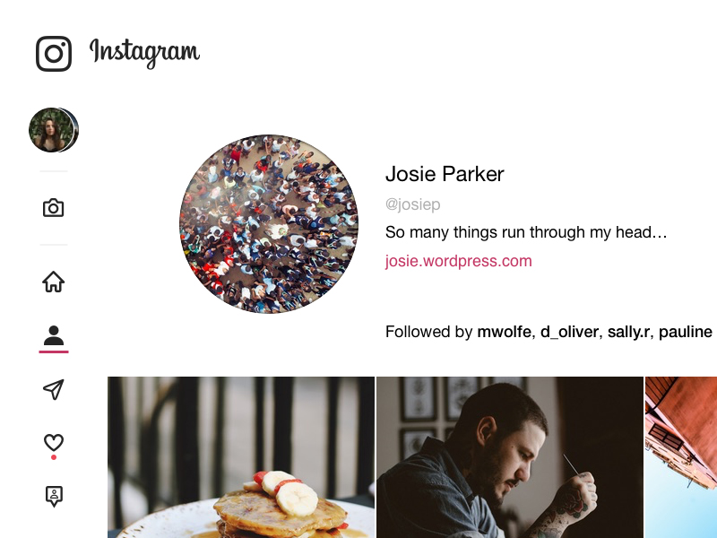 instagram profile layout