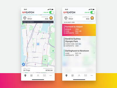 GoCatch Driver App • Home android booking brand car chauffeur driver driver app gocatch hail ios leaderboard map navigation points ridehailing rideshare ridesharing taxi taxi driver vehicle