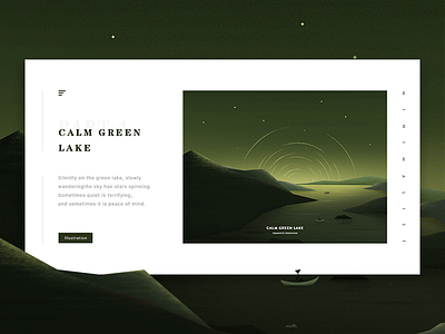 Quiet Green Lake boat brush geometry green illustration lake stars