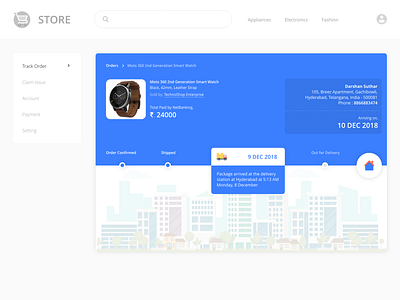 Track Order UI clean app design creative design e commerce order tracking purchase ui design website design